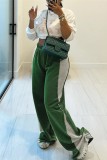 Pantalon patchwork décontracté taille haute contrasté décontracté vert