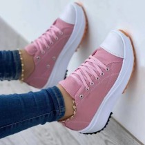 Zapatos de exterior cómodos redondos con frenillo de retales informales rosados
