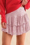 Silver Casual Patchwork Sequins Regular High Waist Conventional Patchwork Skirt