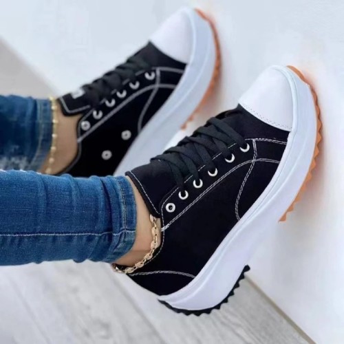 Black Casual Patchwork Frenulum Round Comfortable Out Door Shoes