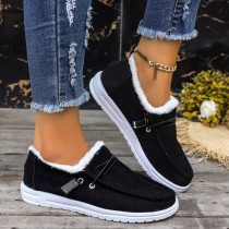 Sapatos casuais pretos em patchwork de cor sólida redondos e confortáveis ​​para fora