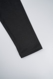 Colar preto casual patchwork sólido com zíper tamanho grande duas peças