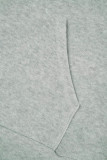 Grå Casual Letter Print Basic Hooded Collar Långärmad Två delar