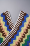 Paarse elegante print kwastje patchwork vest kraag bovenkleding