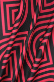 Macacão skinny vermelho casual estampado patchwork com decote em V