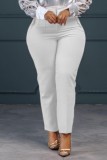 Pantalones casuales sólidos básicos regulares de cintura alta de color sólido convencional