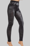 Pantaloni skinny con stampa di posizionamento convenzionale a vita alta skinny con stampa casual nera