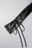 Vestidos de manga comprida preto sexy com ombros descobertos
