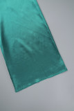 Grön Elegant Solid Bandage Patchwork O Neck Lång Klänning Klänningar