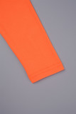 Orange Sexig Casual Solid Patchwork Långärmad Klänning med fyrkantig krage