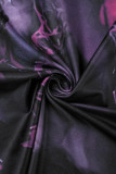Robe longue à bretelles spaghetti à imprimé sexy violet