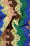 Ropa de abrigo cuello de cárdigan con patchwork de borlas y estampado elegante amarillo