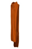 Robe longue rouge décontractée à col roulé et fente unie (sans chaîne de taille)