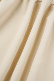 Abrikoos Casual effen patchwork bovenkleding met omgeslagen kraag