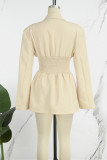 Apricot Casual Solid Patchwork Turn-back Collar Outerwear