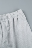 Set di tre pezzi a maniche lunghe con scollo a O basic casual grigio solido (con gambe dei pantaloni)
