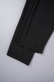 Zwarte sexy karakter-patchwork skinny jumpsuits met rits en O-hals