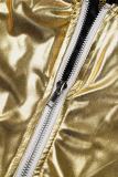 Золотое сексуальное однотонное платье без бретелек без рукавов с открытой спиной из двух частей