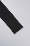 Combinaisons slim décontractées à col zippé et à plis noirs