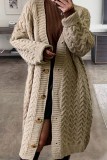 Coffee Casual Solid Cardigan Outerwear