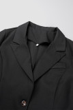 Capispalla con colletto rovesciato casual in cardigan solido nero