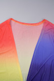 Cardigan imprimé à changement progressif de couleur, vêtements d'extérieur décontractés