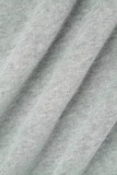 Gris Casual Estampado de letras Básico Cuello con capucha Manga larga Dos piezas