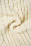 Robes décontractées à manches longues et col rond, couleur unie, blanc crème, dos nu