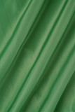 Groene casual effen patchwork zak met trekkoord, knopen met ritssluiting, kraag, bovenkleding