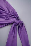 Combinaisons slim sans bretelles, imprimé sexy, patchwork ajouré, dos nu, violet