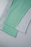 Grüne lässige Patchwork-Kontrasthose mit normaler hoher Taille und herkömmlicher Patchwork-Hose