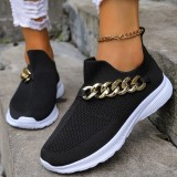 Cream White Casual Sportswear Daily Patchwork Metal Accessories Decoration Solid Color Round Comfortable Shoes