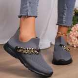Red Casual Sportswear Daily Patchwork Metal Accessories Decoration Solid Color Round Comfortable Shoes