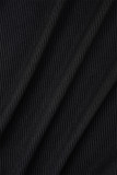 Zwarte casual effen patchwork skinny jumpsuits met rits en O-hals