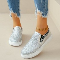 Silver Casual Patchwork Round Comfortable Out Door Flats Shoes