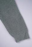 Grey Casual Solid Basic Long Sleeve  Three Piece Set
