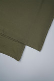 Verde elegante fasciatura solida patchwork tasca U collo manica lunga due pezzi