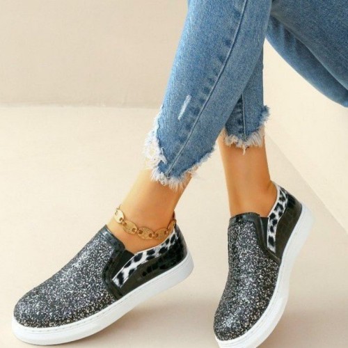 Black Casual Patchwork Round Comfortable Out Door Flats Shoes