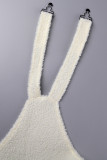 Tute regolari bianco crema casual tinta unita patchwork con cinturino per spaghetti (senza top)
