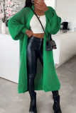 Lässige, einfarbige Cardigan-Oberbekleidung in Fluoreszierend Grün