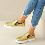 Gouden casual patchwork ronde comfortabele platte schoenen