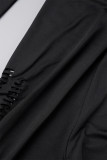 Черные сексуальные однотонные облегающие комбинезоны в стиле пэчворк с круглым вырезом и круглым вырезом