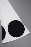 Black Casual Dot Print Basic O-hals långärmade klänningar
