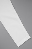Witte casual effen bandage uitgeholde U-hals jurken met lange mouwen