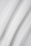 Witte casual stippenprint Basic O-hals jurken met lange mouwen