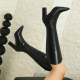 Sapatos pretos casuais patchwork de cores sólidas salientes (altura do salto 3.54 pol.)