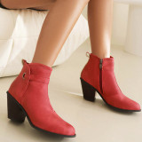 Sapatos casuais vermelhos em patchwork de cor sólida e redondos (altura do salto 2.95 pol.)
