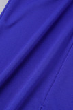 パープル カジュアル ソリッド パッチワーク スクエア カラー ロング スリーブ ドレス