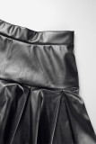 Черные элегантные однотонные лоскутные плиссированные узкие однотонные брюки с динамиком и высокой талией