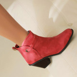 Sapatos casuais vermelhos em patchwork de cor sólida e redondos (altura do salto 2.95 pol.)